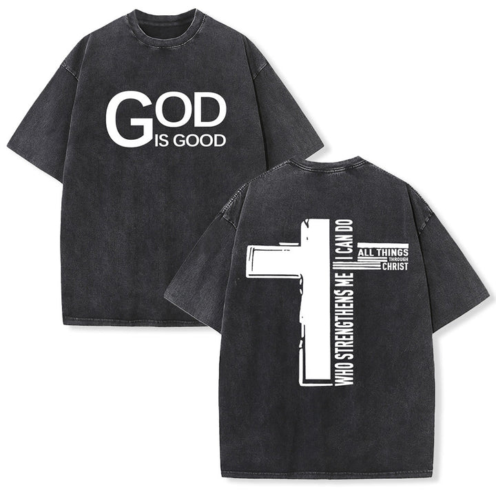Christianartworkshop Dio è buono Filippesi 4:13 Croce T-shirt unisex lavata - Nero - 5XL - image 0