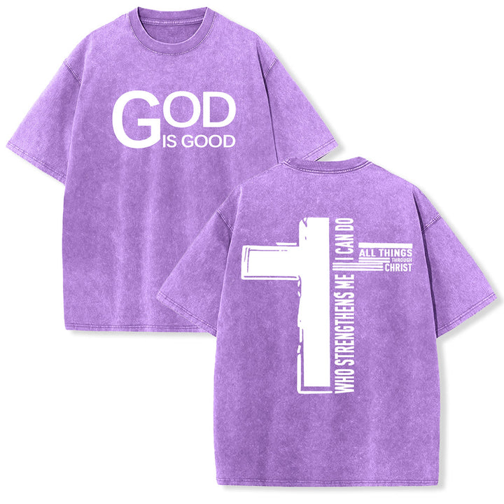 Christianartworkshop Dio è buono Filippesi 4:13 Croce T-shirt unisex lavata - Viola - 5XL - image 21