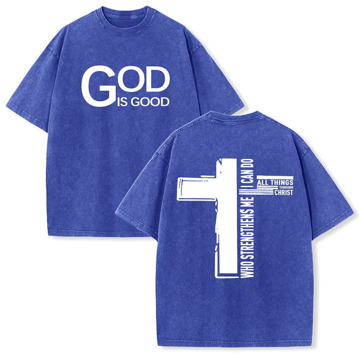 Christianartworkshop Dio è buono Filippesi 4:13 Croce T-shirt unisex lavata - Blu - 5XL - image 18