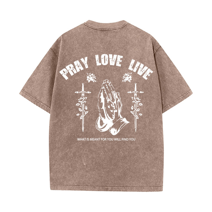 Christianartworkshop Maglietta unisex lavata "God Willing Pray Love Live" - image 16