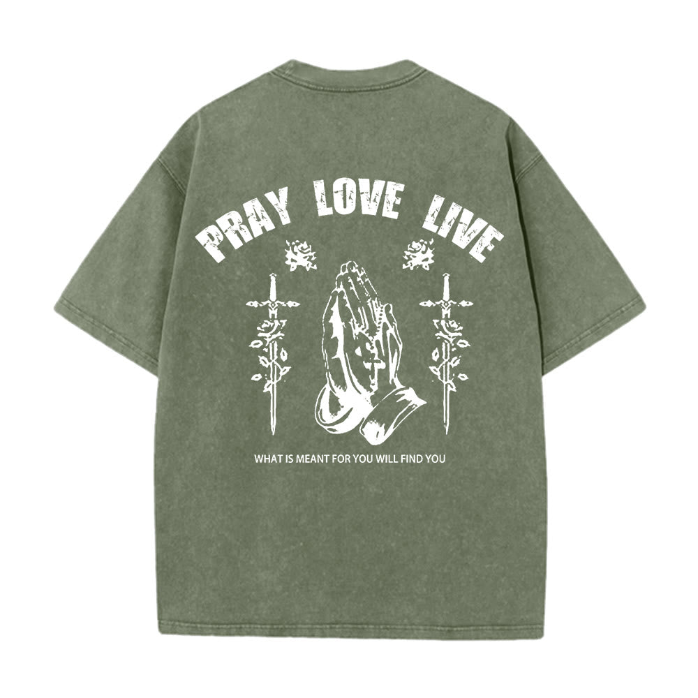 Christianartworkshop Maglietta unisex lavata "God Willing Pray Love Live" - image 13
