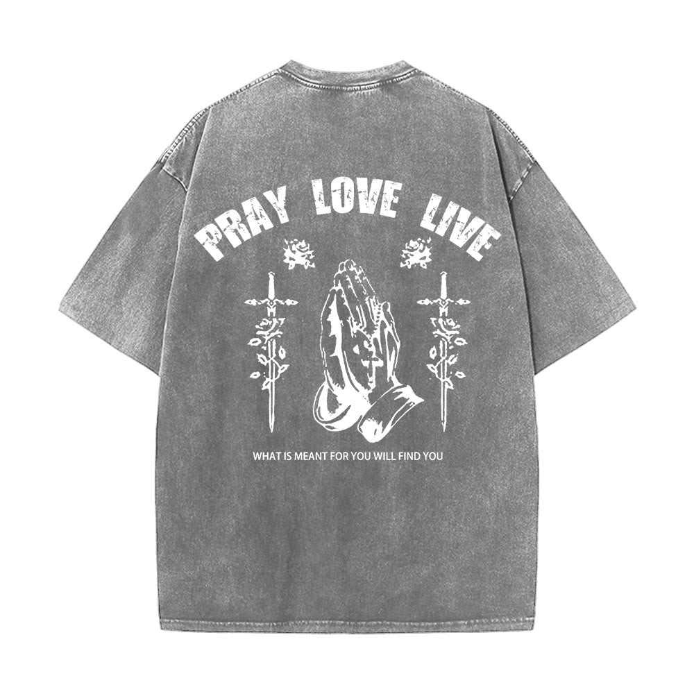Christianartworkshop Maglietta unisex lavata "God Willing Pray Love Live" - image 7