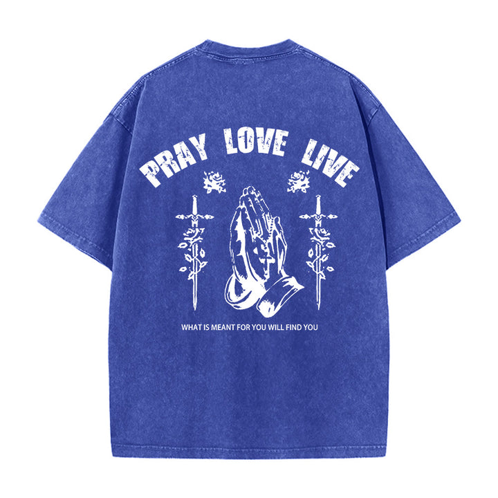 Christianartworkshop Maglietta unisex lavata "God Willing Pray Love Live" - image 1