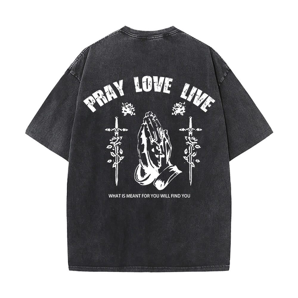 Christianartworkshop Maglietta unisex lavata "God Willing Pray Love Live" - image 4