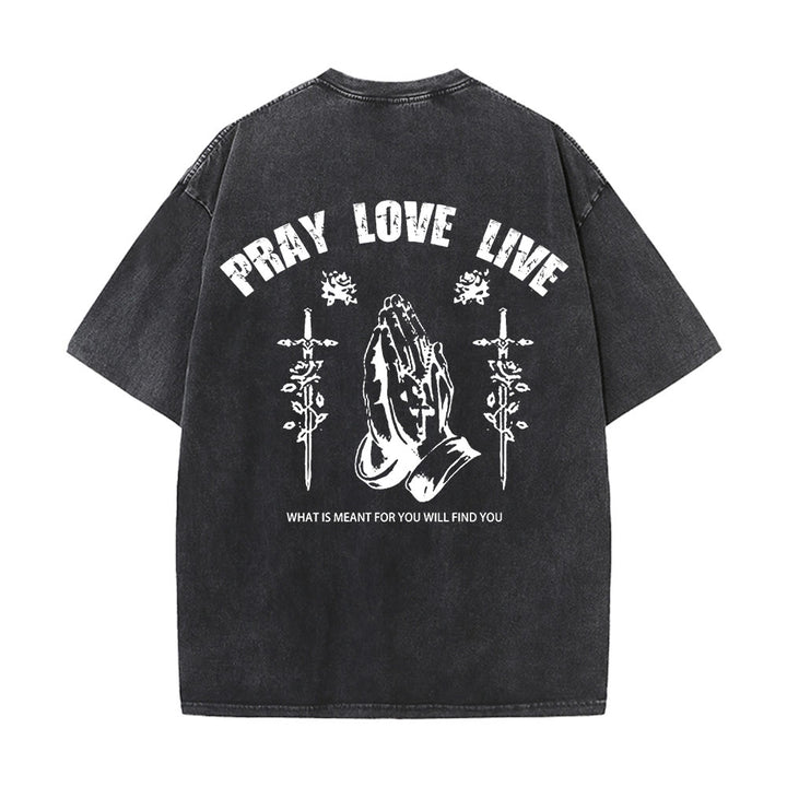 Christianartworkshop Maglietta unisex lavata "God Willing Pray Love Live" - image 4