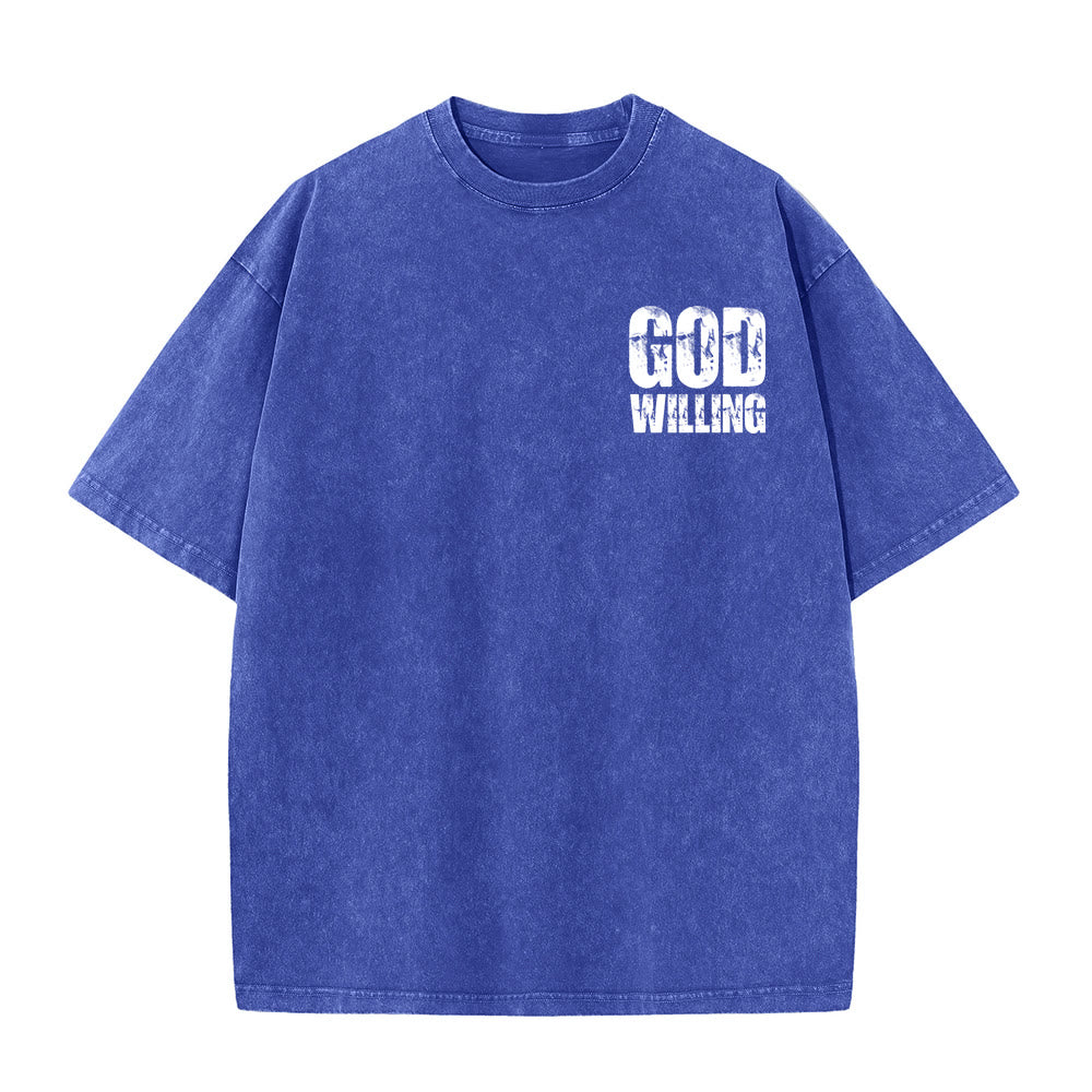 Christianartworkshop Maglietta unisex lavata "God Willing Pray Love Live" - image 2