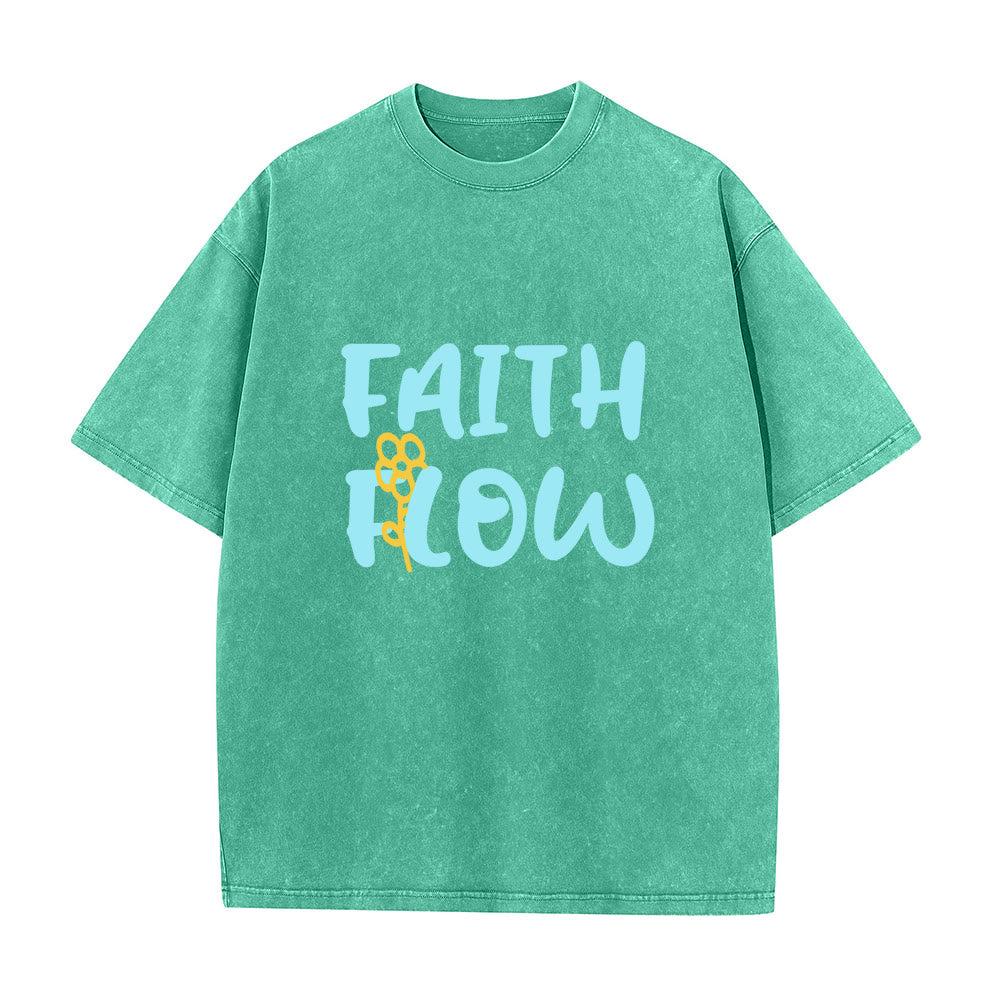 Christianartworkshop T-shirt unisex Faith Flow con stampa floreale, effetto lavato. - Verde - 5XL - image 3