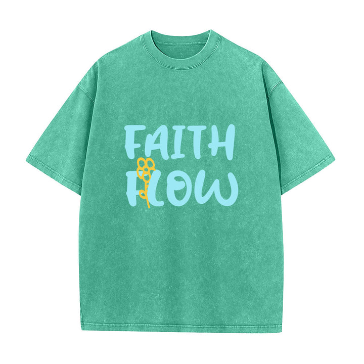 Christianartworkshop T-shirt unisex Faith Flow con stampa floreale, effetto lavato. - Verde - 5XL - image 3