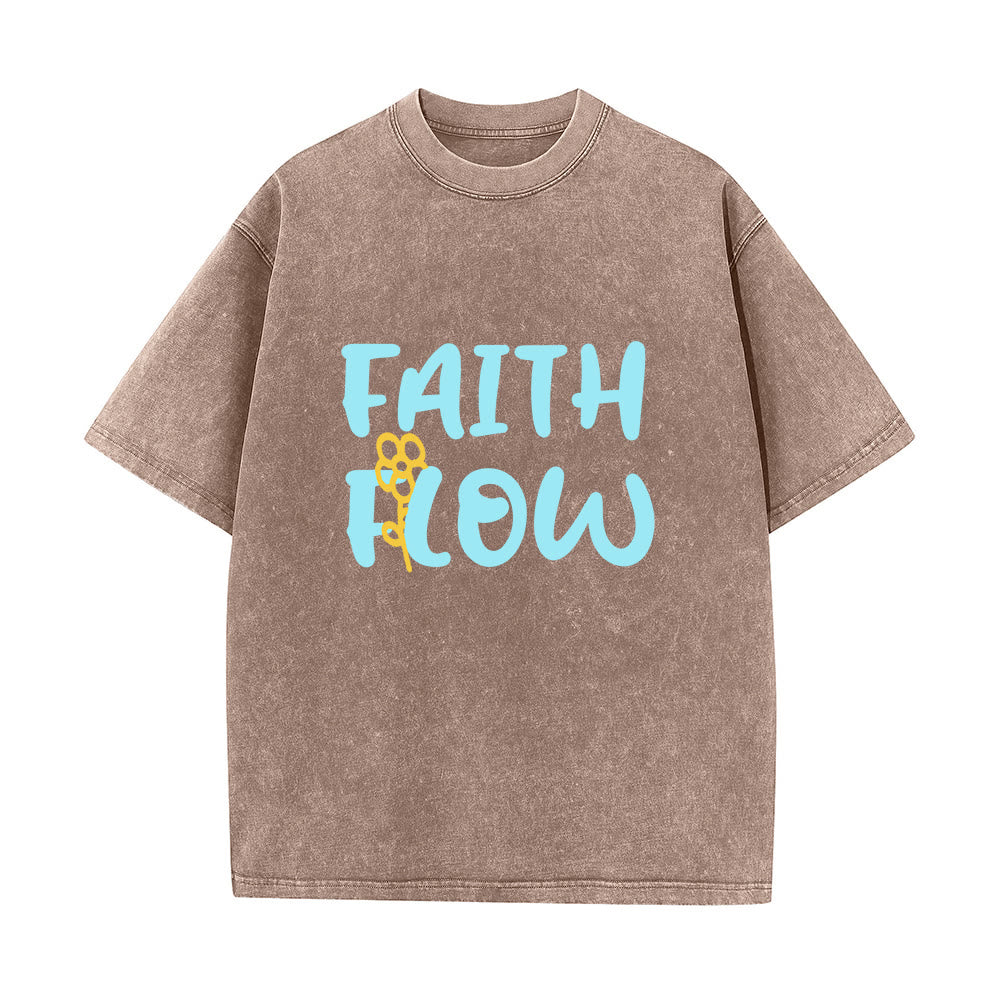 Christianartworkshop T-shirt unisex Faith Flow con stampa floreale, effetto lavato. - Marrone - 5XL - image 5