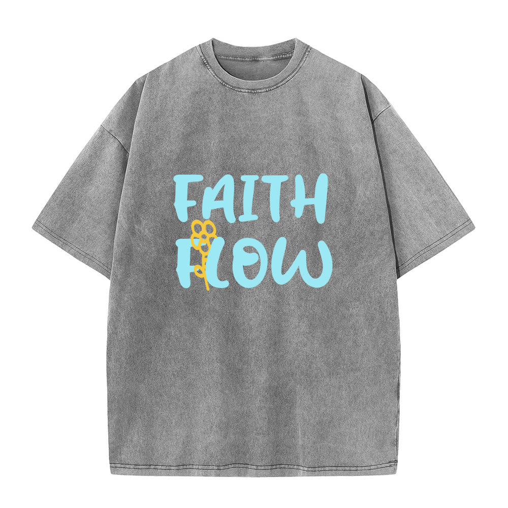 Christianartworkshop T-shirt unisex Faith Flow con stampa floreale, effetto lavato. - Grigio - 5XL - image 2