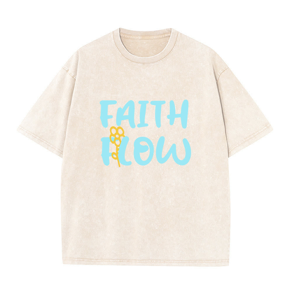 Christianartworkshop T-shirt unisex Faith Flow con stampa floreale, effetto lavato. - Beige - 5XL - image 6