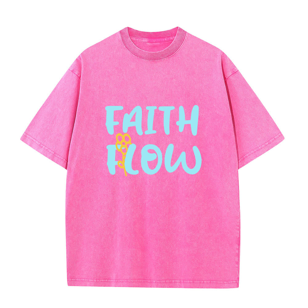 Christianartworkshop T-shirt unisex Faith Flow con stampa floreale, effetto lavato. - Rosa - 5XL - image 8
