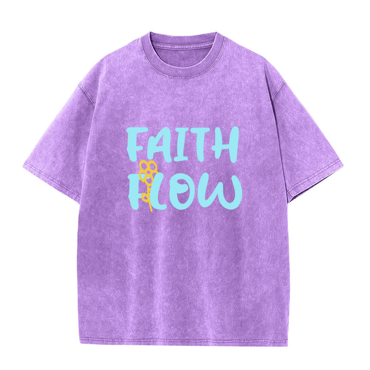 Christianartworkshop T-shirt unisex Faith Flow con stampa floreale, effetto lavato. - Viola - 5XL - image 0