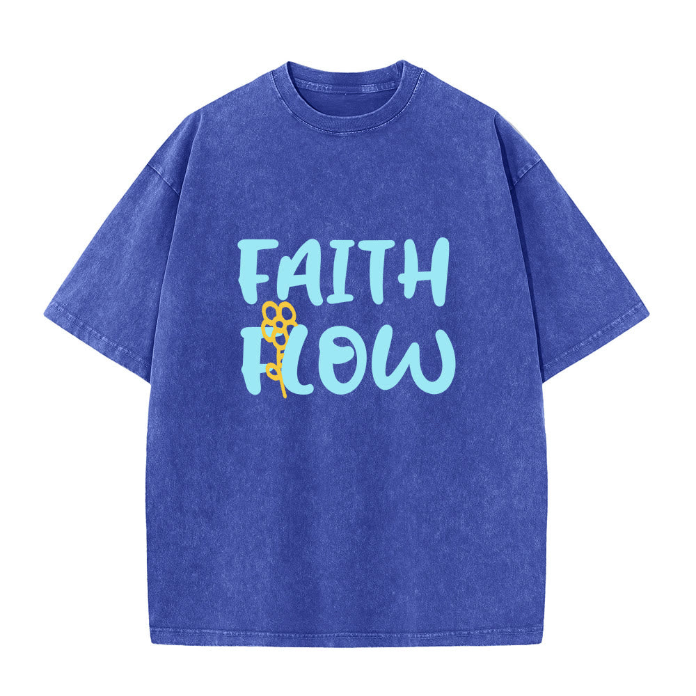Christianartworkshop T-shirt unisex Faith Flow con stampa floreale, effetto lavato. - Blu - 5XL - image 7