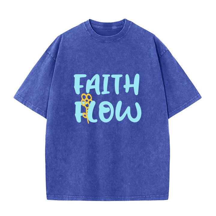 Christianartworkshop T-shirt unisex Faith Flow con stampa floreale, effetto lavato. - Blu - 5XL - image 7