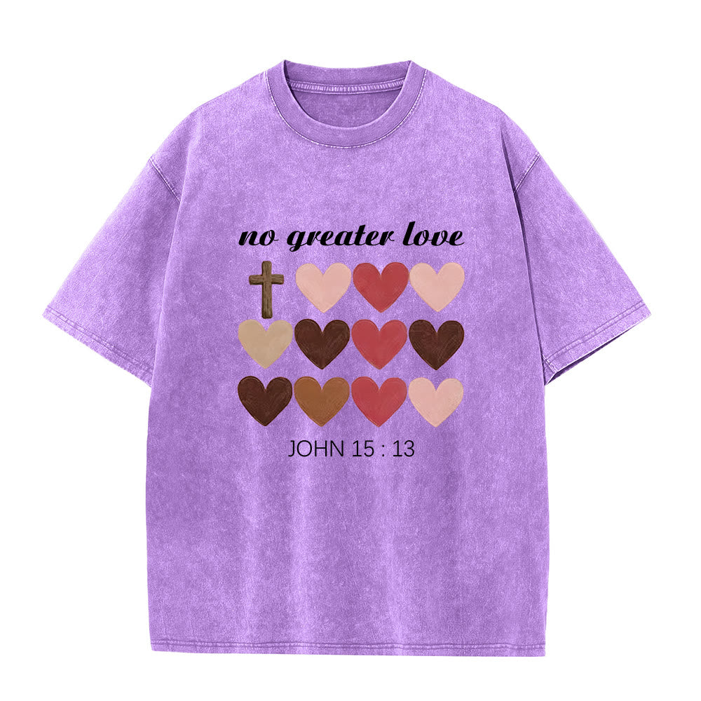 Christianartworkshop Non c'è amore più grande Giovanni 15:13 T-shirt unisex con cuori incrociati - Viola - 5XL - image 8