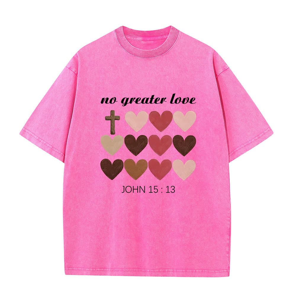 Christianartworkshop Non c'è amore più grande Giovanni 15:13 T-shirt unisex con cuori incrociati - Rosa - 5XL - image 0