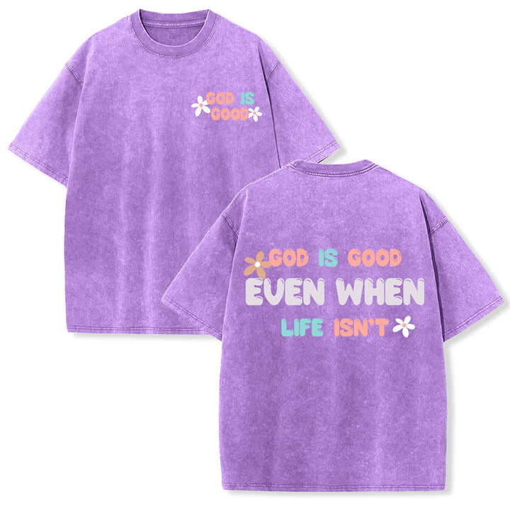 Christianartworkshop Dio è buono anche quando la vita non lo è - T-shirt unisex lavata - Viola - 5XL - image 0
