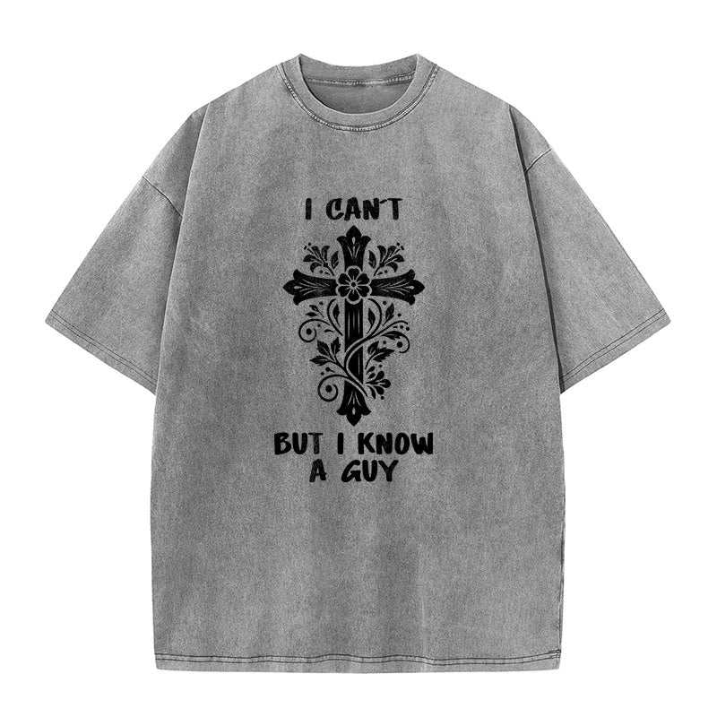 Christianartworkshop Non posso, ma conosco un ragazzo. T-shirt unisex lavata con croce floreale. - Grigio - 5XL - image 2