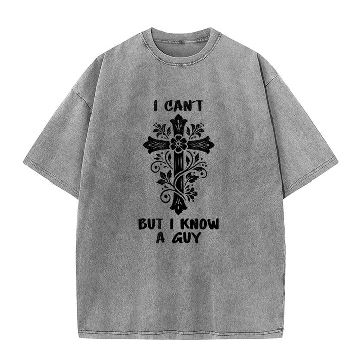 Christianartworkshop Non posso, ma conosco un ragazzo. T-shirt unisex lavata con croce floreale. - Grigio - 5XL - image 2