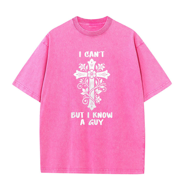 Christianartworkshop Non posso, ma conosco un ragazzo. T-shirt unisex lavata con croce floreale. - Rosa - 5XL - image 8