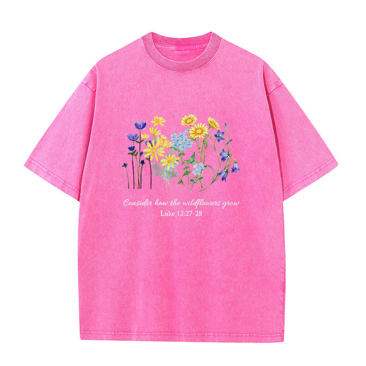 Christianartworkshop Considera come crescono i fiori selvatici - T-shirt unisex lavata - Rosa - 5XL - image 8