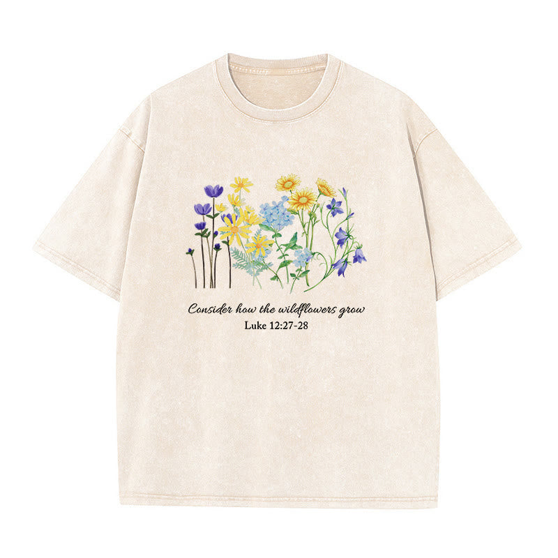 Christianartworkshop Considera come crescono i fiori selvatici - T-shirt unisex lavata - Beige - 5XL - image 6