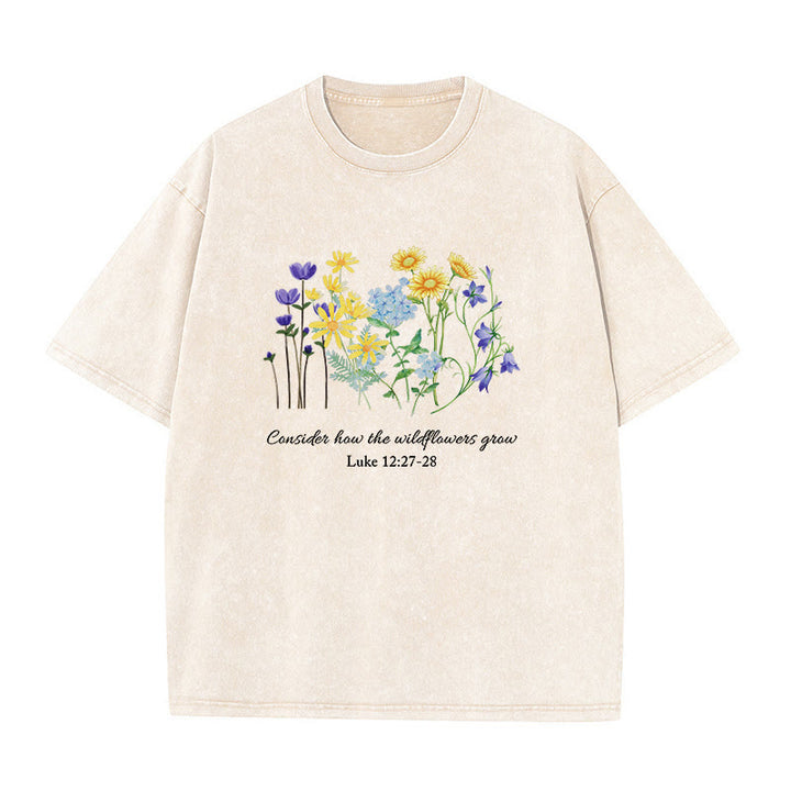 Christianartworkshop Considera come crescono i fiori selvatici - T-shirt unisex lavata - Beige - 5XL - image 6