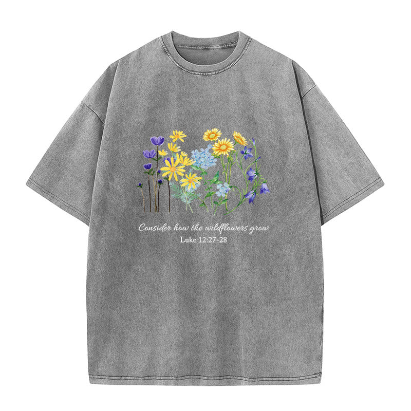 Christianartworkshop Considera come crescono i fiori selvatici - T-shirt unisex lavata - Grigio - 5XL - image 2