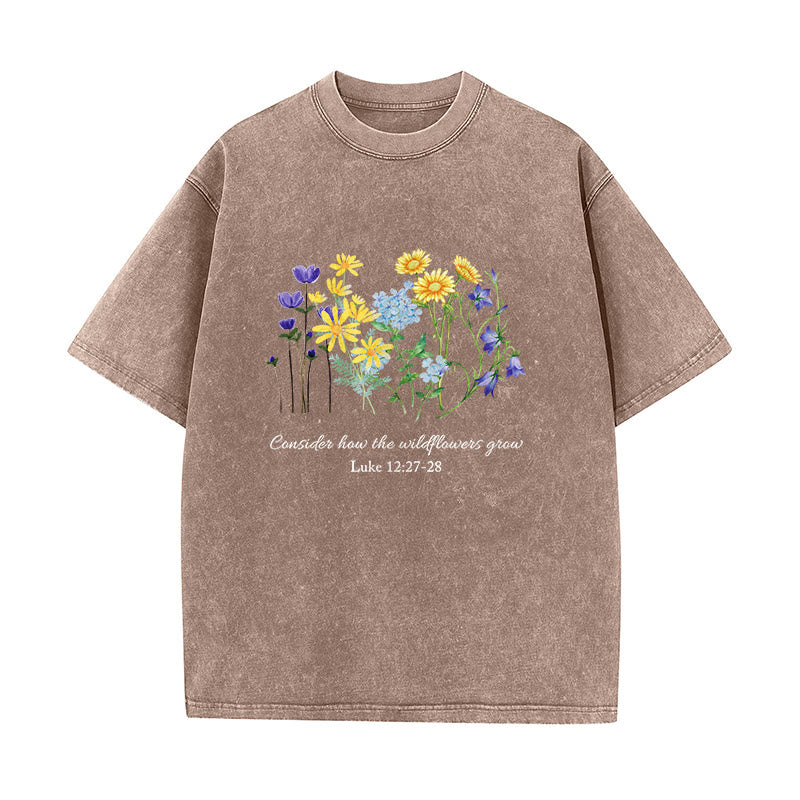Christianartworkshop Considera come crescono i fiori selvatici - T-shirt unisex lavata - Marrone - 5XL - image 5