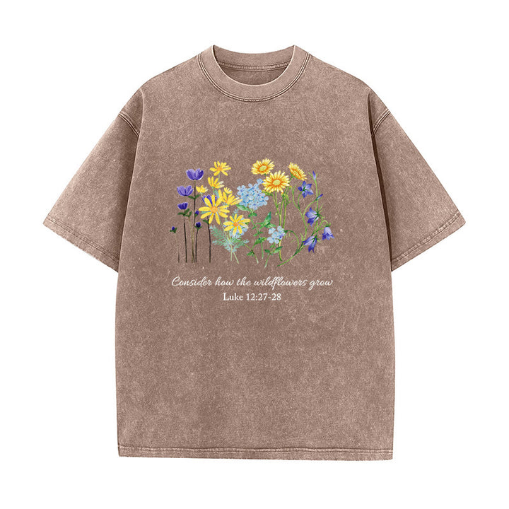 Christianartworkshop Considera come crescono i fiori selvatici - T-shirt unisex lavata - Marrone - 5XL - image 5