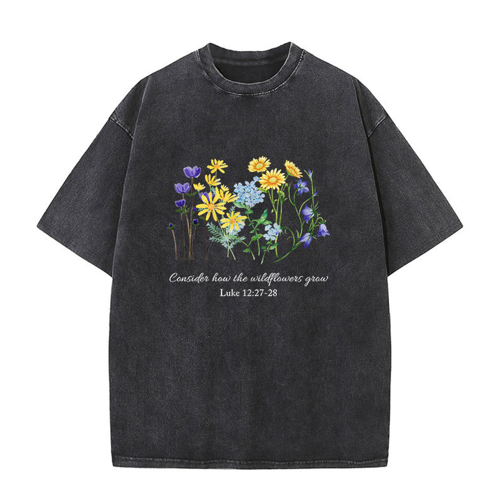 Christianartworkshop Considera come crescono i fiori selvatici - T-shirt unisex lavata - Nero - 5XL - image 1