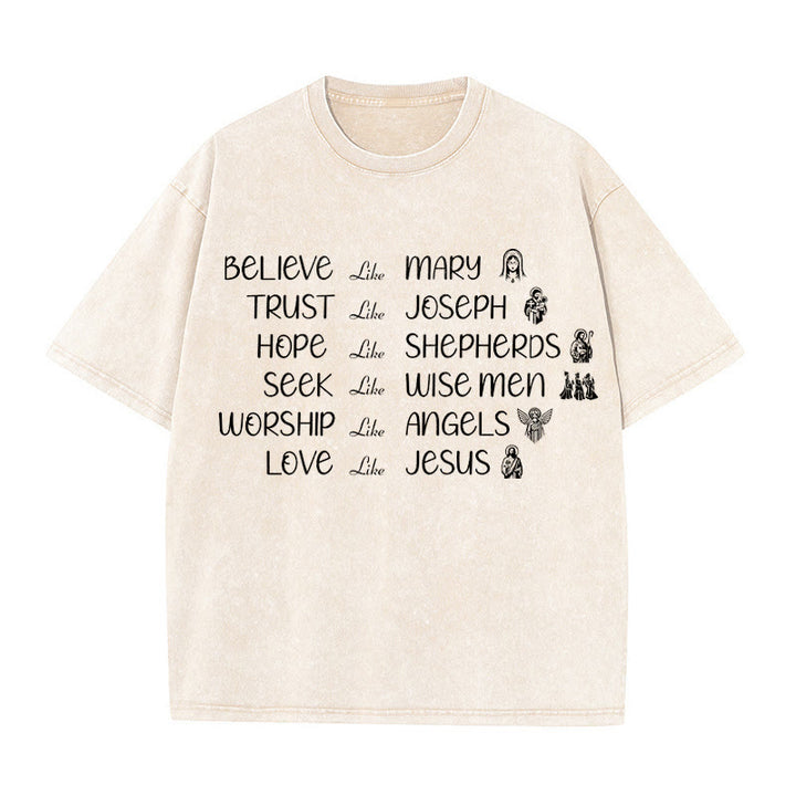 Christianartworkshop T-shirt unisex lavata con scritta "Eroi della Bibbia" e messaggio di fede. - Beige - 5XL - image 5