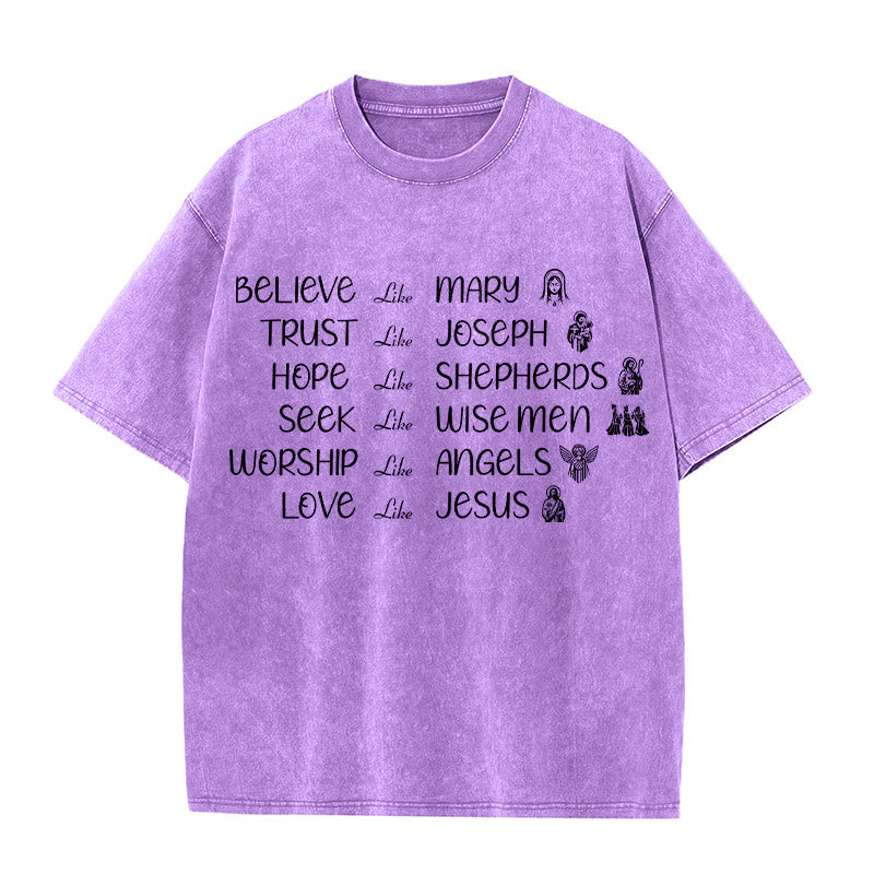 Christianartworkshop T-shirt unisex lavata con scritta "Eroi della Bibbia" e messaggio di fede. - Viola - 5XL - image 7