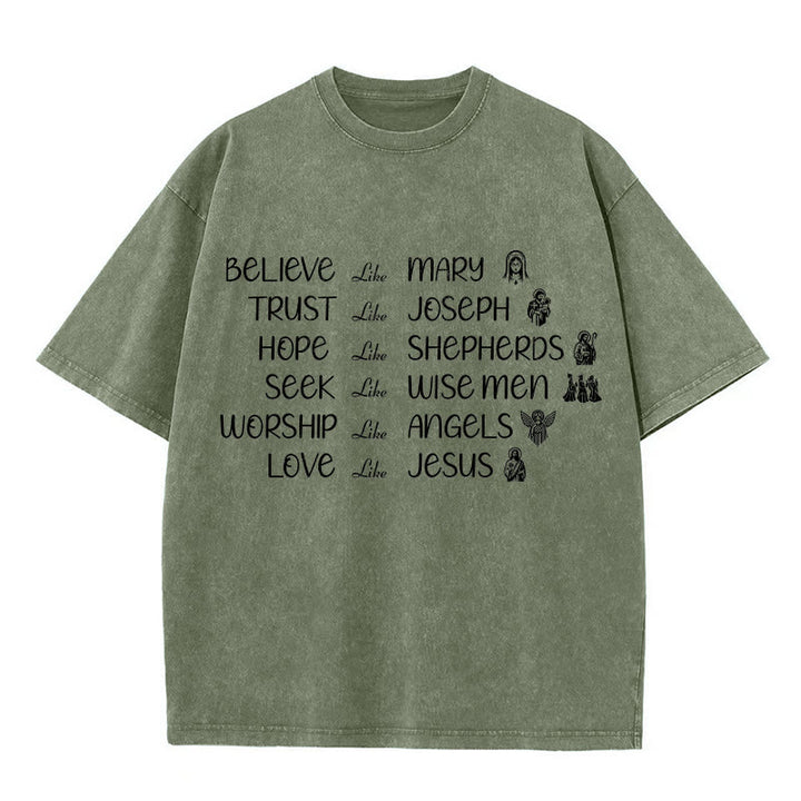 Christianartworkshop T-shirt unisex lavata con scritta "Eroi della Bibbia" e messaggio di fede. - Verde militare - 5XL - image 3