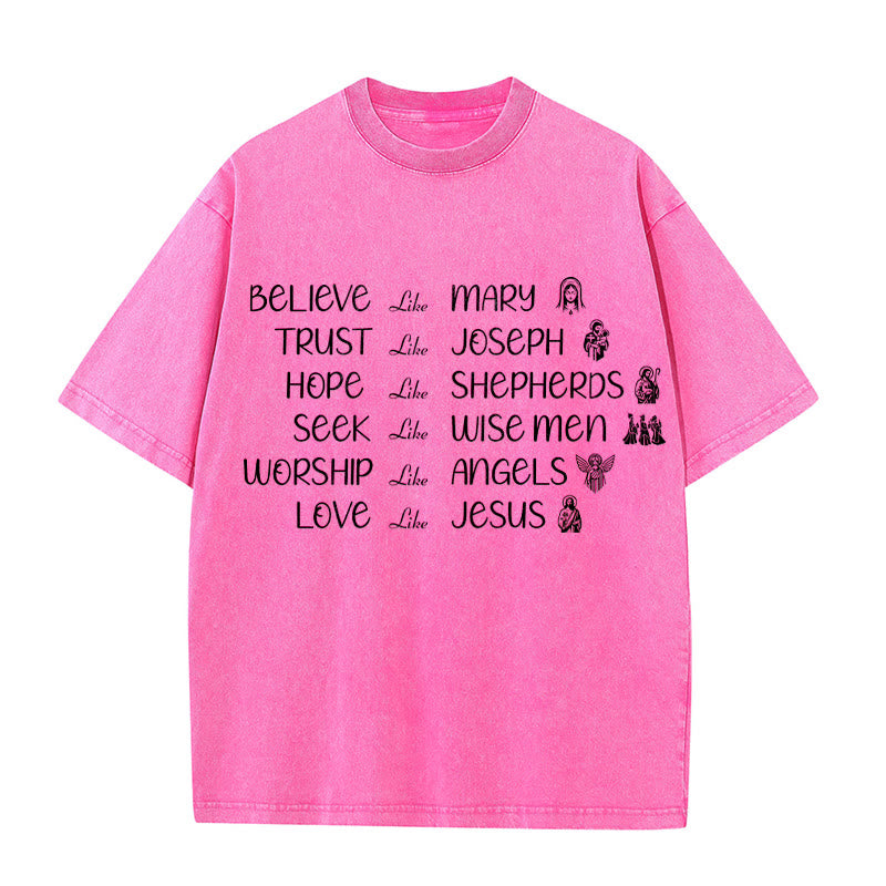 Christianartworkshop T-shirt unisex lavata con scritta "Eroi della Bibbia" e messaggio di fede. - Rosa - 5XL - image 8