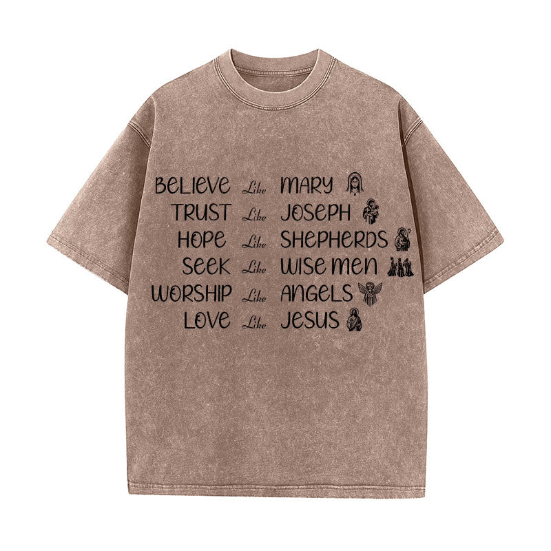 Christianartworkshop T-shirt unisex lavata con scritta "Eroi della Bibbia" e messaggio di fede. - Marrone - 5XL - image 4