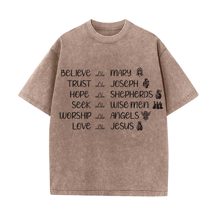 Christianartworkshop T-shirt unisex lavata con scritta "Eroi della Bibbia" e messaggio di fede. - Marrone - 5XL - image 4