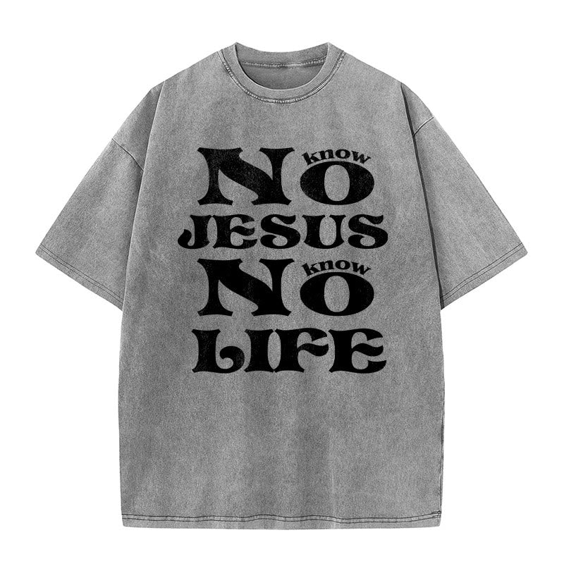 Christianartworkshop Maglietta unisex lavata "No Jesus No Life" - Grigio - 5XL - image 1