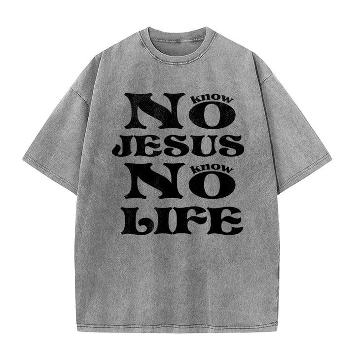 Christianartworkshop Maglietta unisex lavata "No Jesus No Life" - Grigio - 5XL - image 1