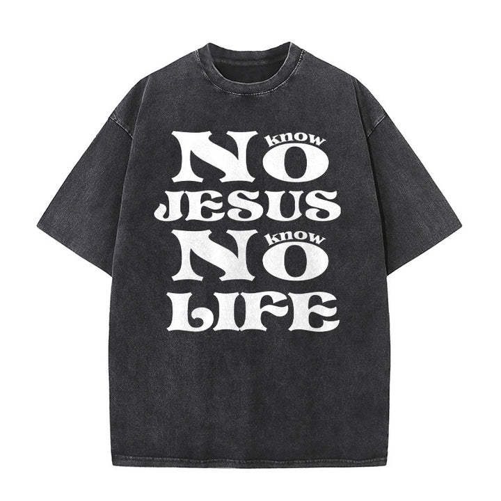 Christianartworkshop Maglietta unisex lavata "No Jesus No Life" - Nero - 5XL - image 0