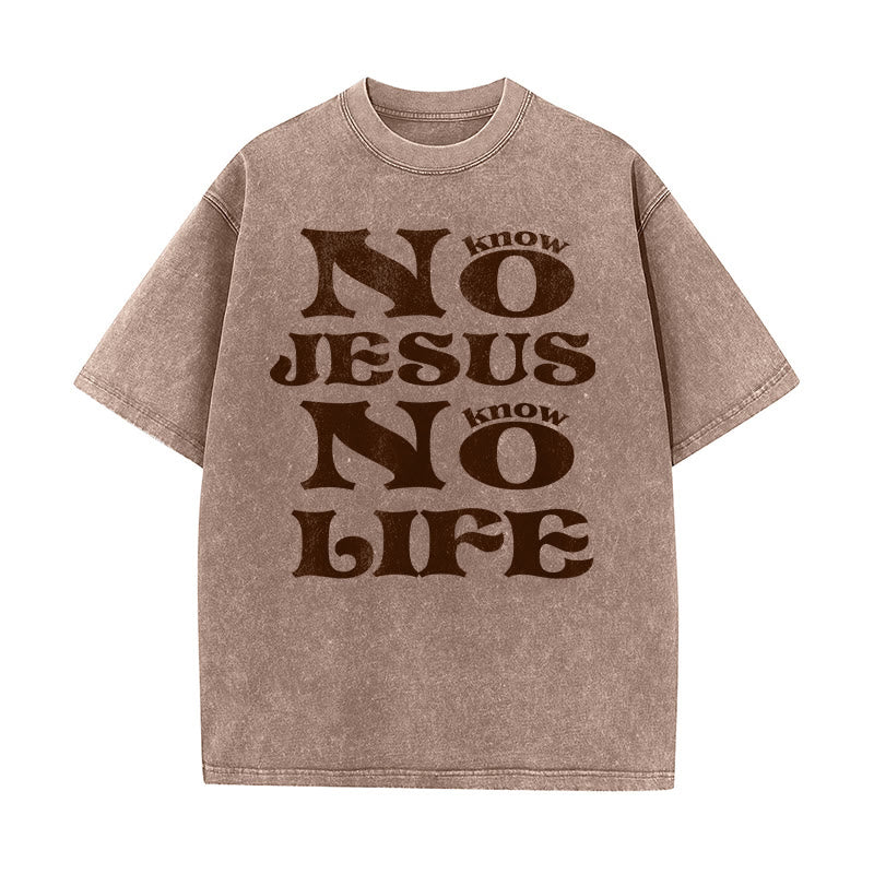 Christianartworkshop Maglietta unisex lavata "No Jesus No Life" - Marrone - 5XL - image 4