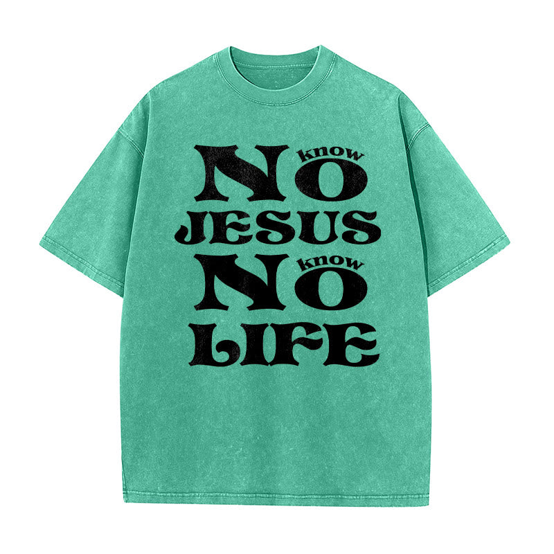 Christianartworkshop Maglietta unisex lavata "No Jesus No Life" - Verde - 5XL - image 2