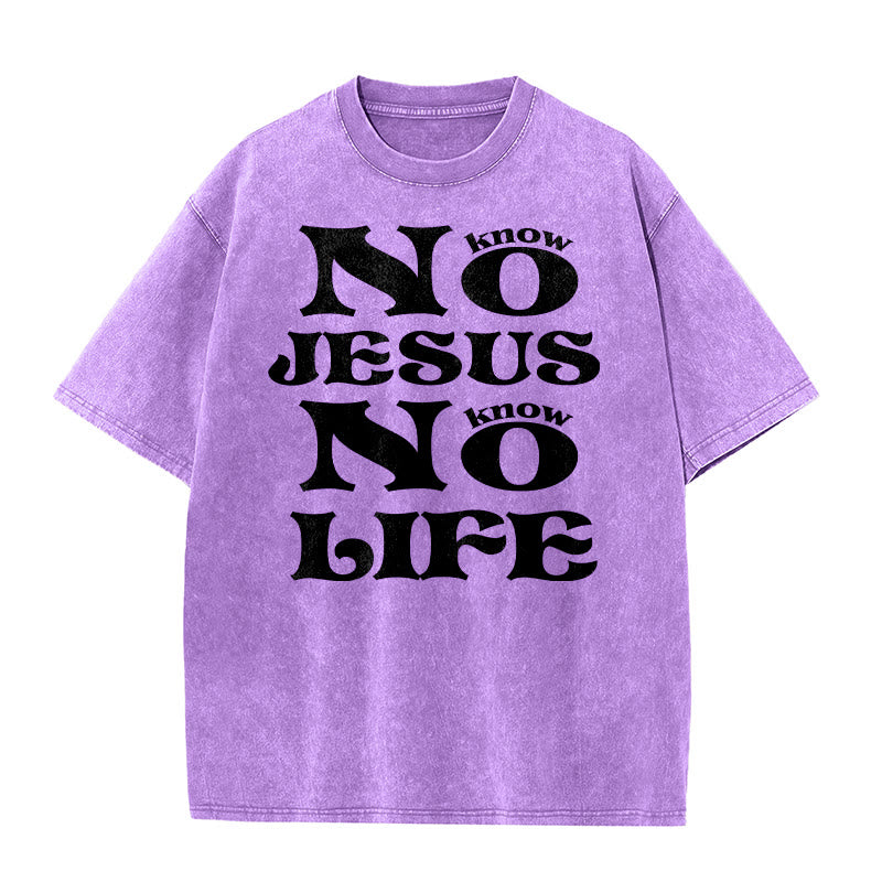 Christianartworkshop Maglietta unisex lavata "No Jesus No Life" - Viola - 5XL - image 7