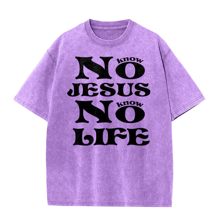 Christianartworkshop Maglietta unisex lavata "No Jesus No Life" - Viola - 5XL - image 7
