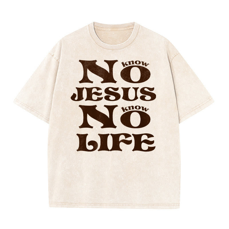 Christianartworkshop Maglietta unisex lavata "No Jesus No Life" - Beige - 5XL - image 5