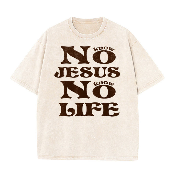Christianartworkshop Maglietta unisex lavata "No Jesus No Life" - Beige - 5XL - image 5