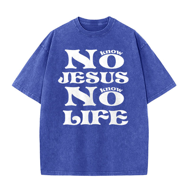 Christianartworkshop Maglietta unisex lavata "No Jesus No Life" - Blu - 5XL - image 6