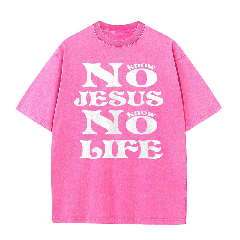 Christianartworkshop Maglietta unisex lavata "No Jesus No Life" - Rosa - 5XL - image 8