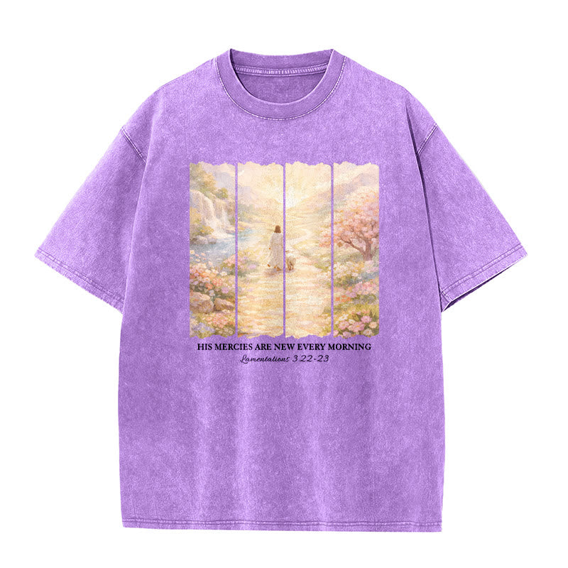 Christianartworkshop Le sue misericordie si rinnovano ogni mattina - T-shirt unisex lavata - Viola - 5XL - image 0